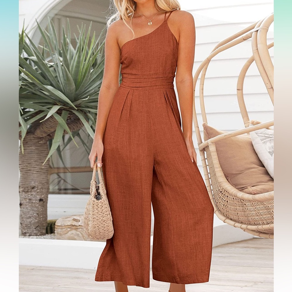 One shoulder wide leg jumpsuit - Picture 2 of 3
